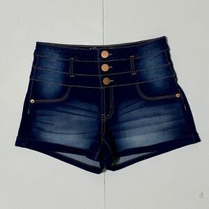 NOBO Mid Rise Blue Denim Jeans Cuffed Zipper and 3 Copper Button Closure Size 7